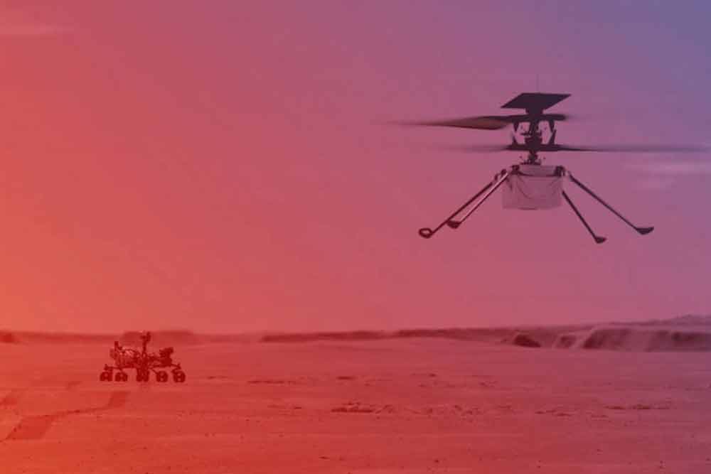 Запуск дрона Ingenuity Mars Helicopter на Марсе